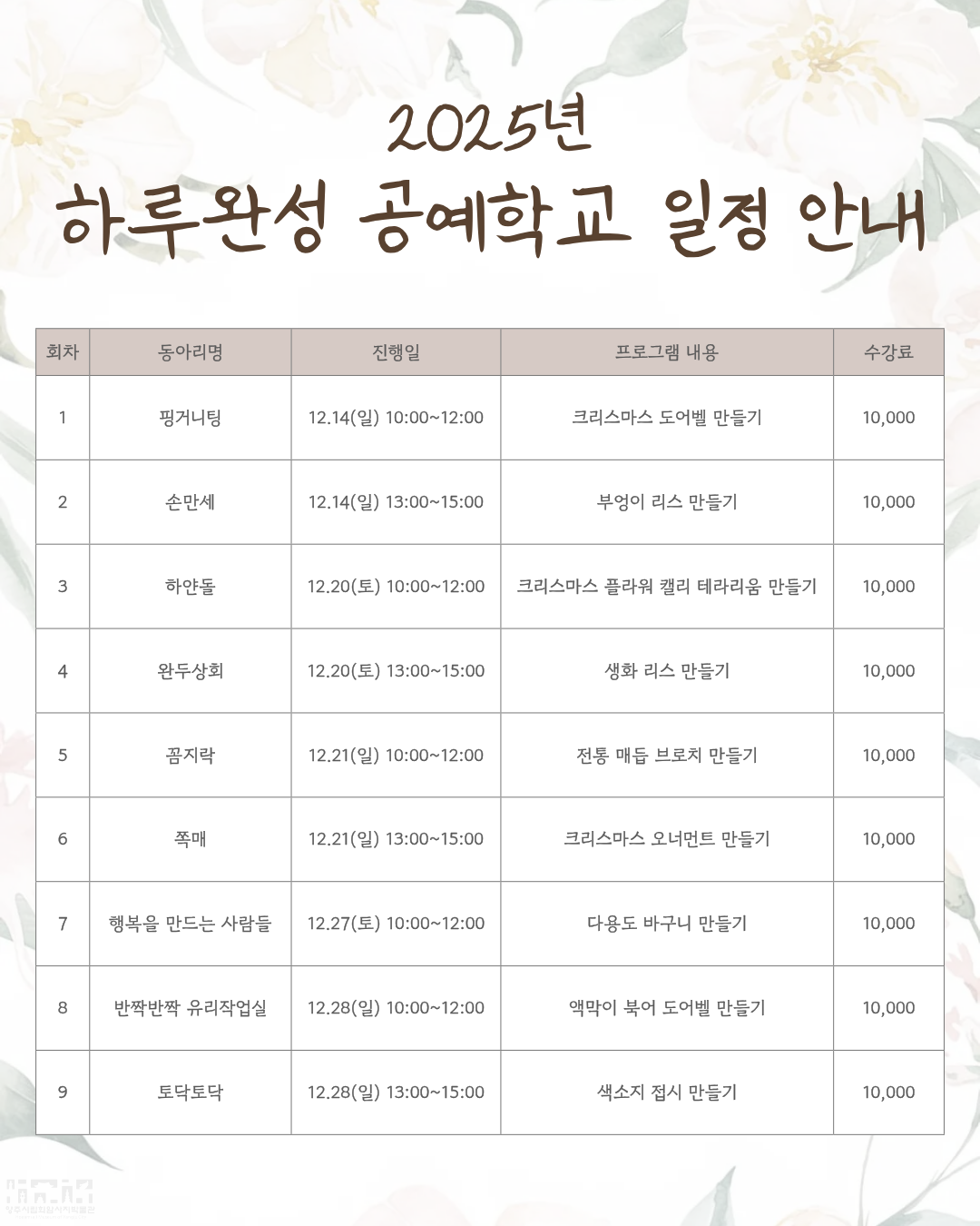 [성인주말교육] 2025년 하루완성 공예학교 소개 및 신청 안내 이미지10